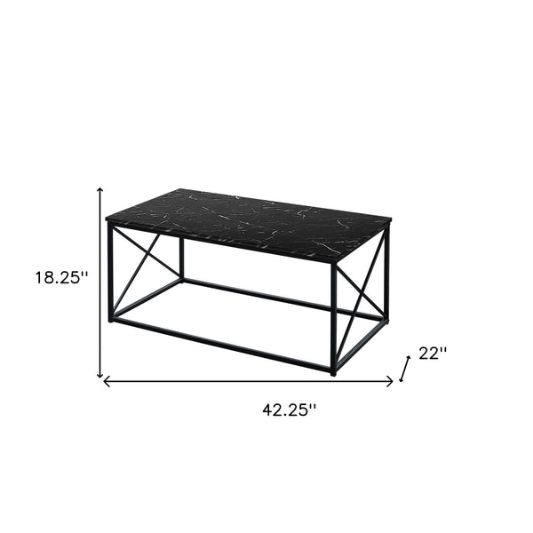 Homeroots Set Of Three 42" Black Metal Coffee Table   489966