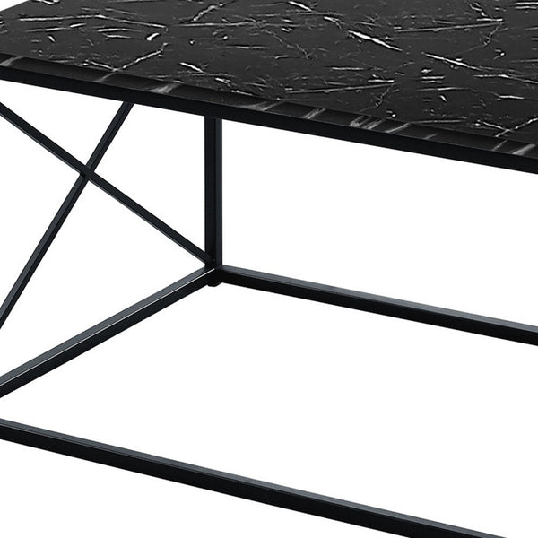 Homeroots Set Of Three 42" Black Metal Coffee Table   489966