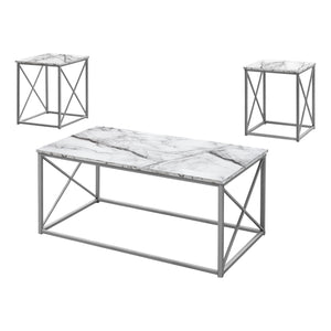 Homeroots Set Of Three 42" White Metal Coffee Table   489967