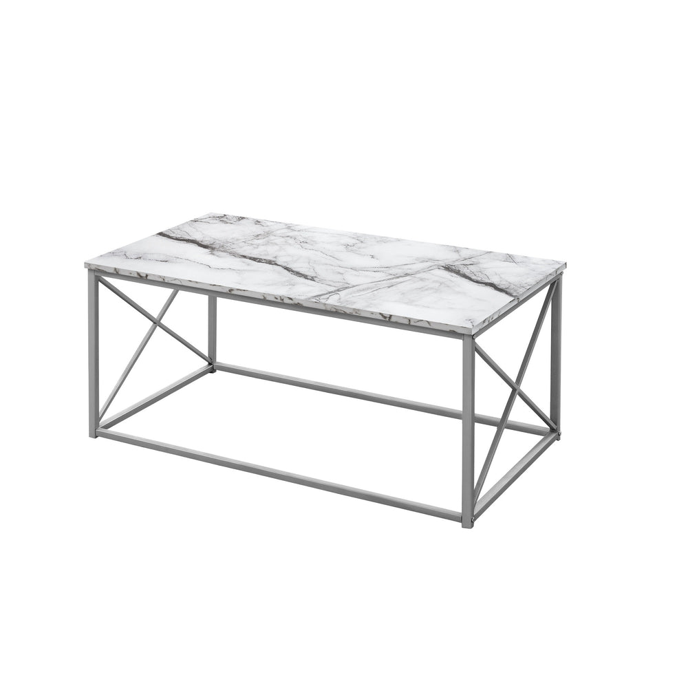 Homeroots Set Of Three 42" White Metal Coffee Table   489967