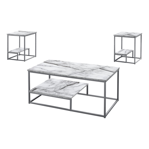 Homeroots Set Of Three 42" White Metal Coffee Table With Shelf   489969