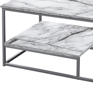 Homeroots Set Of Three 42" White Metal Coffee Table With Shelf   489969