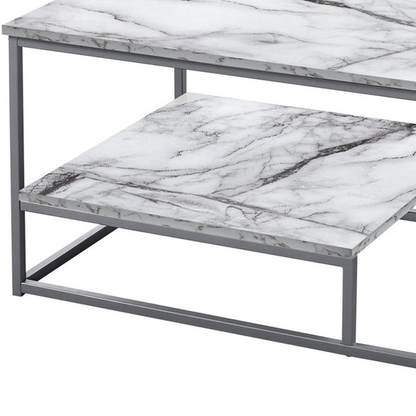 Homeroots Set Of Three 42" White Metal Coffee Table With Shelf   489969