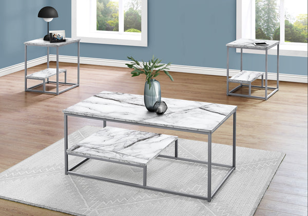 Homeroots Set Of Three 42" White Metal Coffee Table With Shelf   489969