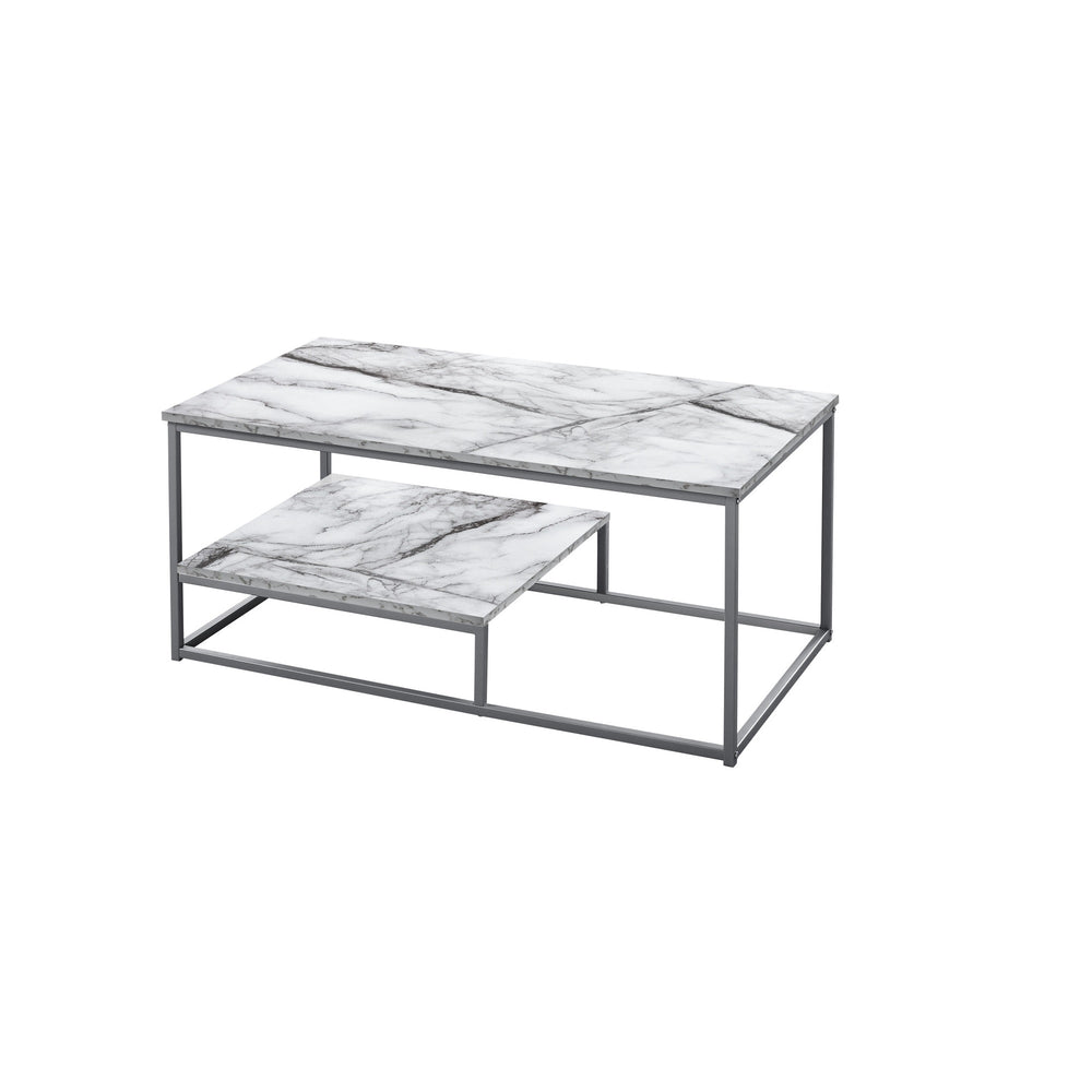 Homeroots Set Of Three 42" White Metal Coffee Table With Shelf   489969