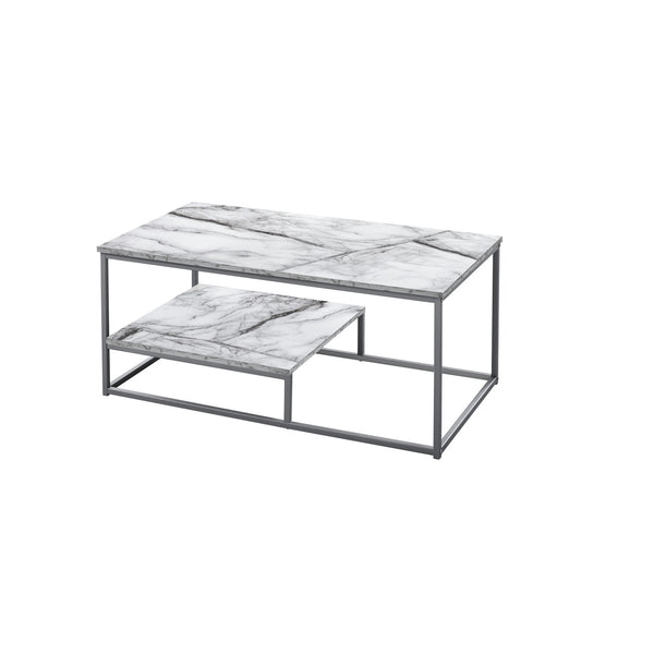 Homeroots Set Of Three 42" White Metal Coffee Table With Shelf   489969