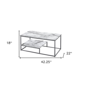 Homeroots Set Of Three 42" White Metal Coffee Table With Shelf   489969
