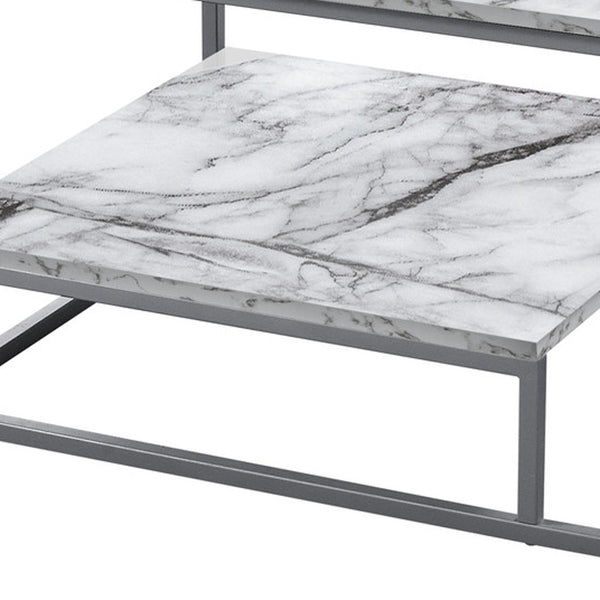 Homeroots Set Of Three 42" White Metal Coffee Table With Shelf   489969