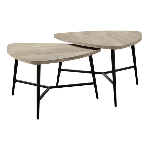 Homeroots Set Of Two 33" Taupe And Black Triangle Nested Coffee Tables   489971