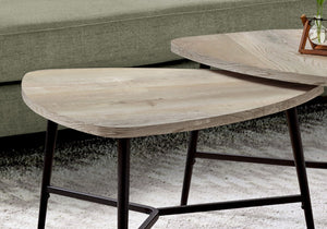 HomeRoots Set of Two Modern Taupe and Black Triangle Nesting Coffee Tables for Stylish Living Spaces 489971