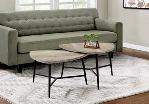 HomeRoots Set of Two Modern Taupe and Black Triangle Nesting Coffee Tables for Stylish Living Spaces 489971