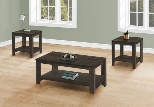 Homeroots Set Of Three 42" Oak Coffee Table With Three Shelves   489972
