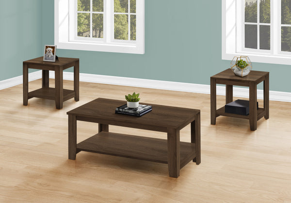 Homeroots Set Of Three 42" Dark Brown Coffee Table With Three Shelves   489973