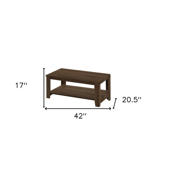 Homeroots Set Of Three 42" Dark Brown Coffee Table With Three Shelves   489973