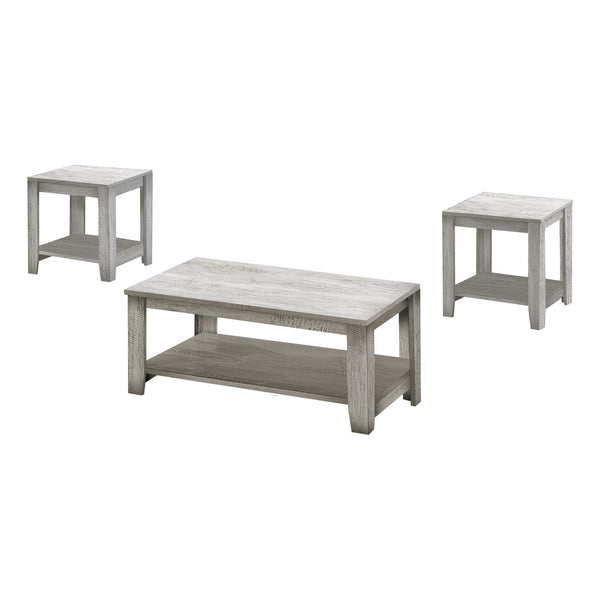 Homeroots Set Of Three 42" Gray Rectangular Coffee Table With Three Shelves   489974