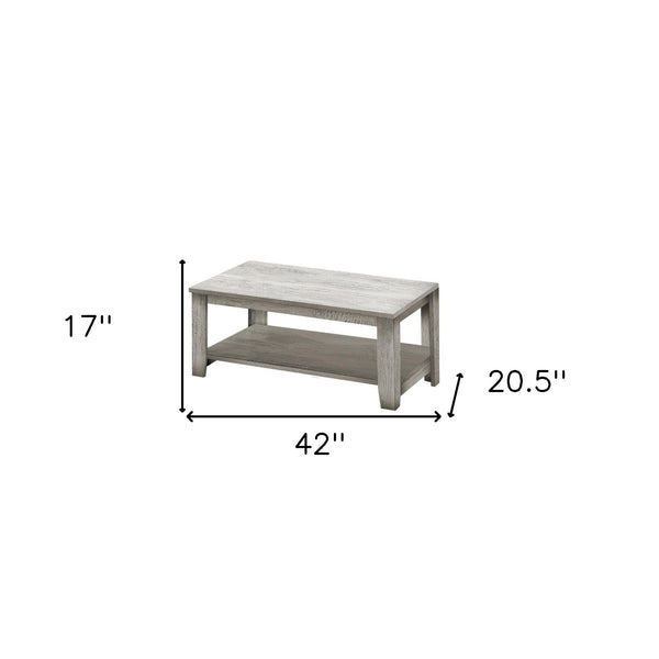 Homeroots Set Of Three 42" Gray Rectangular Coffee Table With Three Shelves   489974