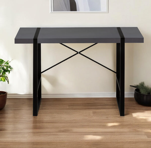 Homeroots 49" Gray And Black Computer Desk   489982