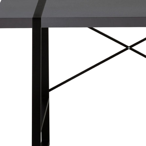 HomeRoots 49" Modern Gray and Black Computer Desk - Stylish, Durable, and Ergonomic for Home or Office Use 489982