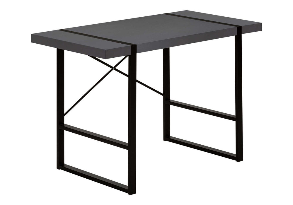 HomeRoots 49" Modern Gray and Black Computer Desk - Stylish, Durable, and Ergonomic for Home or Office Use 489982