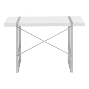 HomeRoots 49" Modern White and Gray Computer Desk - Stylish, Sturdy Home Office Furniture for Productive Workspaces 489983