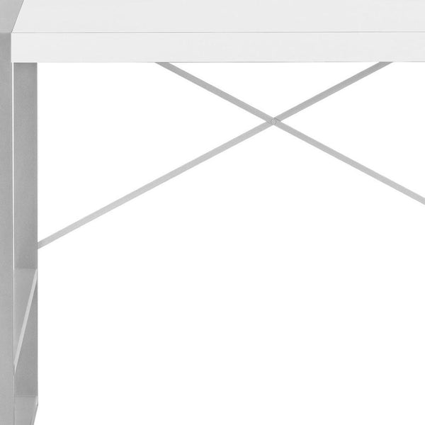 HomeRoots 49" Modern White and Gray Computer Desk - Stylish, Sturdy Home Office Furniture for Productive Workspaces 489983