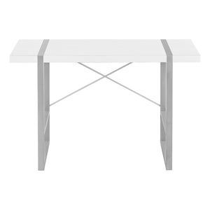 HomeRoots 49" Modern White and Gray Computer Desk - Stylish, Sturdy Home Office Furniture for Productive Workspaces 489983