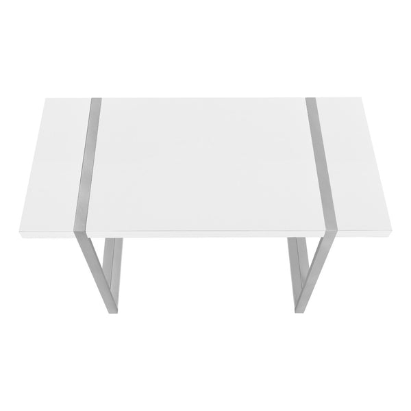 HomeRoots 49" Modern White and Gray Computer Desk - Stylish, Sturdy Home Office Furniture for Productive Workspaces 489983