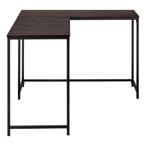 HomeRoots 58" Stylish Espresso and Black L-Shaped Computer Desk with Durable Metal Frame for Home Office Use 489984
