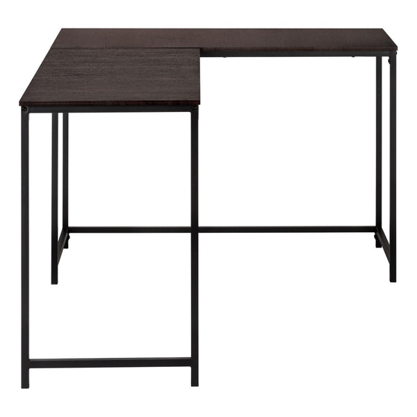 HomeRoots 58" Stylish Espresso and Black L-Shaped Computer Desk with Durable Metal Frame for Home Office Use 489984