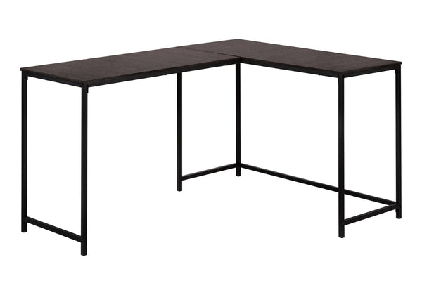 HomeRoots 58" Stylish Espresso and Black L-Shaped Computer Desk with Durable Metal Frame for Home Office Use 489984