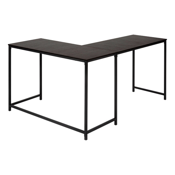 Homeroots 58" Espresso And Black L Shape Computer Desk   489984