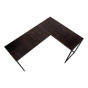 HomeRoots 58" Stylish Espresso and Black L-Shaped Computer Desk with Durable Metal Frame for Home Office Use 489984