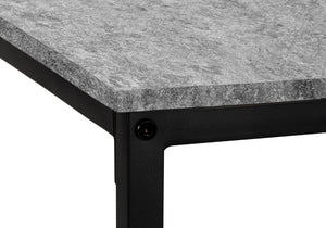 HomeRoots 58" L-Shaped Gray and Black Faux Stone Wood Corner Desk with Metal Frame for Modern Workspaces 489985