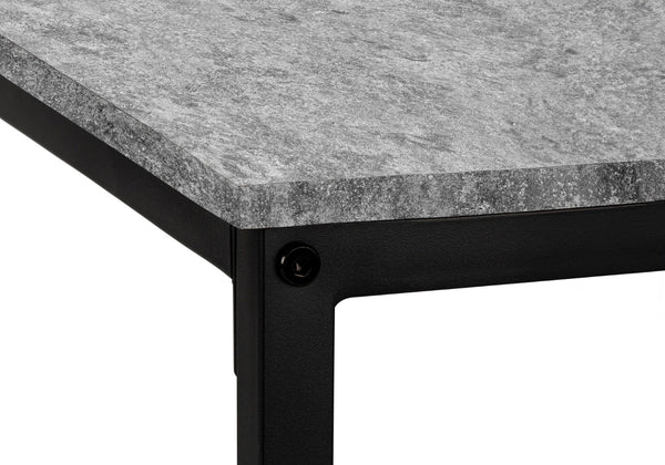 HomeRoots 58" L-Shaped Gray and Black Faux Stone Wood Corner Desk with Metal Frame for Modern Workspaces 489985