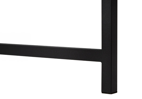 HomeRoots 58" L-Shaped Gray and Black Faux Stone Wood Corner Desk with Metal Frame for Modern Workspaces 489985