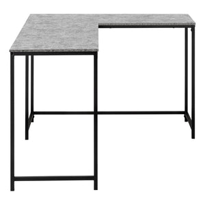Homeroots 58" Stylish Gray And Black Faux Stone Corner Computer Desk For Home Office Or Living Room Space   489985