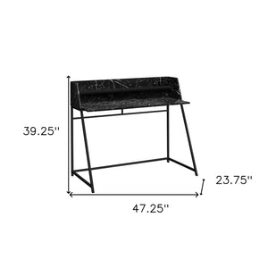 Homeroots 47" Black And White Sleek Wood And Metal Sled Computer Desk - Stylish Executive Office Furniture   489986