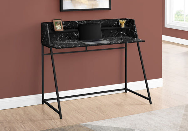 HomeRoots 47" Sleek Black and White Wood and Metal Sled Computer Desk - Modern Design with Ample Storage Space 489986