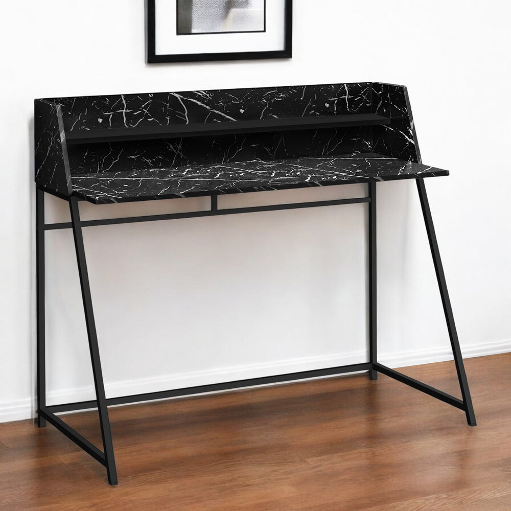 Homeroots 47" Black And White Sleek Wood And Metal Sled Computer Desk - Stylish Executive Office Furniture   489986
