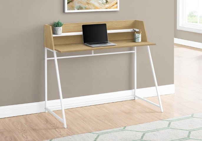 Homeroots 47" Natural And White Wood And Metal Sled Computer Desk - Stylish, Durable, And Perfect For Home Office!   489987