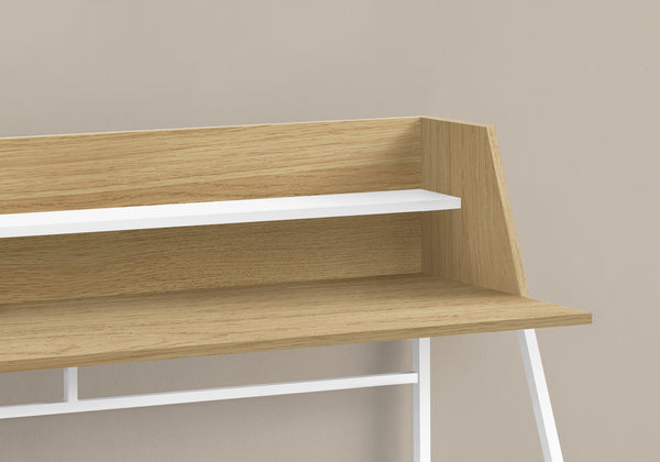 Homeroots 47" Natural And White Wood And Metal Sled Computer Desk - Stylish, Durable, And Perfect For Home Office!   489987