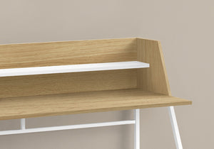 HomeRoots 47" Modern Natural Wood and Metal Sled Computer Desk for Stylish Home Office Upgrade and Storage 489987