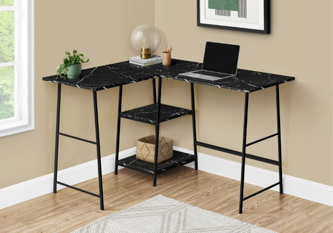 Homeroots 42" Black And White Corner Trestle Computer Desk - Chic Space-saving Design For Home Office Excellence   489988