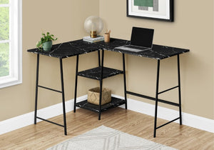 Homeroots 42" Black And White Corner Trestle Computer Desk - Chic Space-saving Design For Home Office Excellence   489988