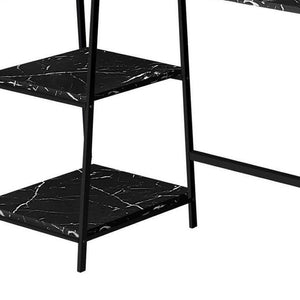 HomeRoots 42" Black and White Corner Trestle Computer Desk – Modern Workspace with Open Shelving & Sturdy Design 489988