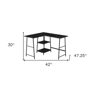 Homeroots 42" Black And White Corner Trestle Computer Desk - Chic Space-saving Design For Home Office Excellence   489988