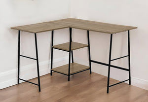 Homeroots 42" Taupe And Black L Shape Computer Desk   489989