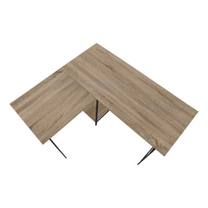 HomeRoots 42" Taupe and Black L-Shaped Computer Desk – Modern, Space-Saving Design with Storage Solutions 489989