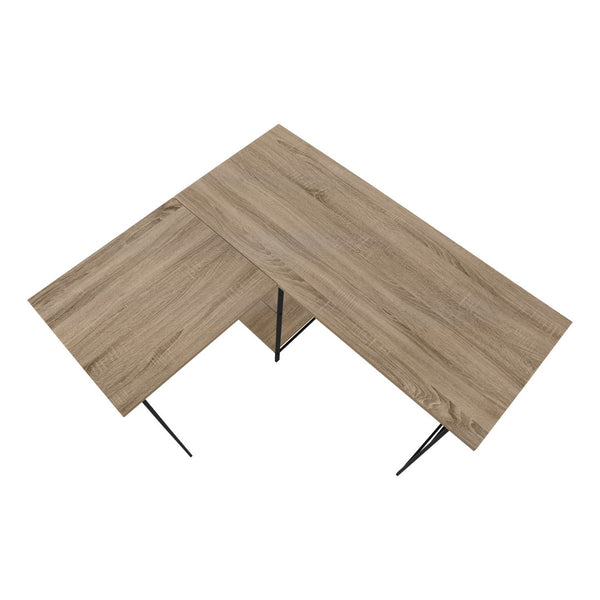 HomeRoots 42" Taupe and Black L-Shaped Computer Desk – Modern, Space-Saving Design with Storage Solutions 489989