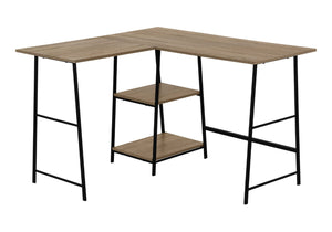 HomeRoots 42" Taupe and Black L-Shaped Computer Desk – Modern, Space-Saving Design with Storage Solutions 489989